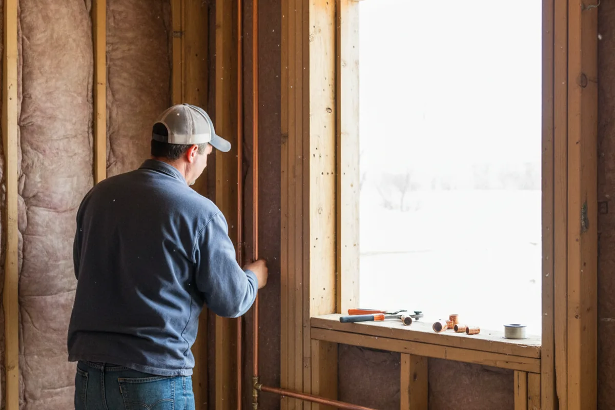 Licensed plumber running new copper supply lines in a Olmsted Falls home