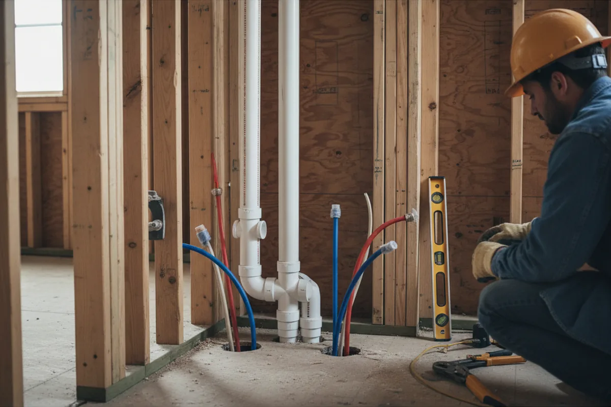 Drain and supply rough-in during Toilet Repair and Installation in Olmsted Falls