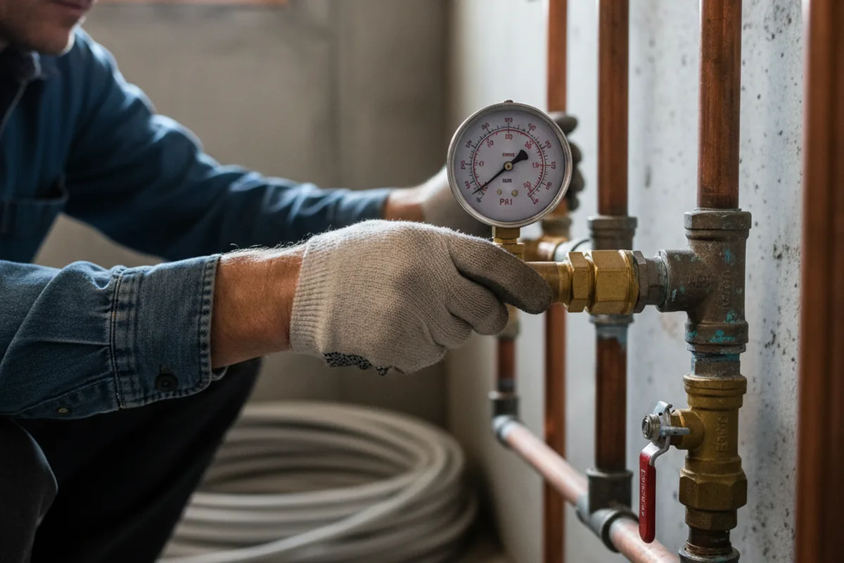 Pressure testing a repaired line during Water Line Repair in Olmsted Falls